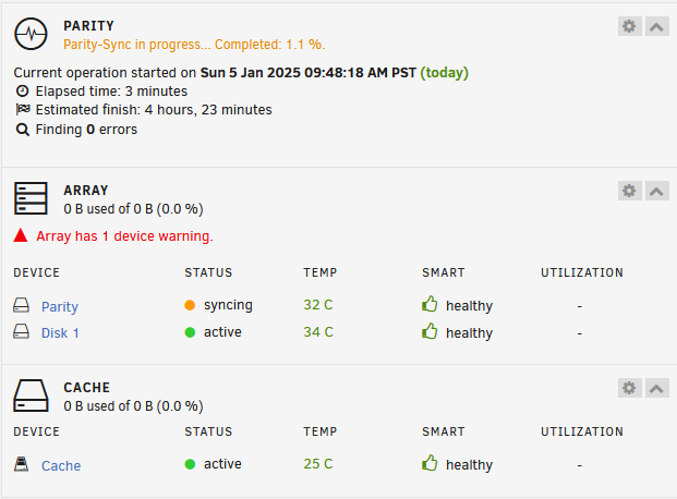 Parity Sync Progress